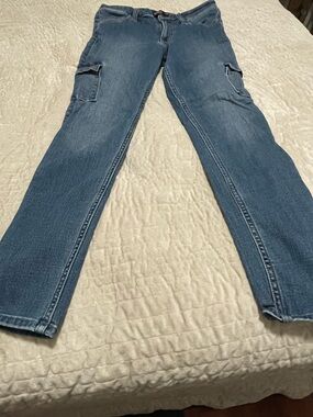 Hollister Men's Straight-Leg Blue Cargo Denim Jeans
